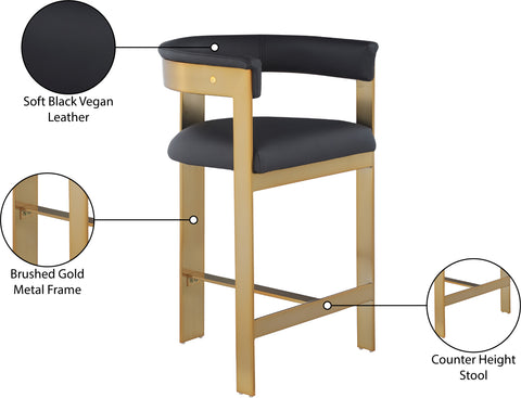 Nova Black Vegan Leather Upholstered Counter Stool, 2-Piece (Style 4)