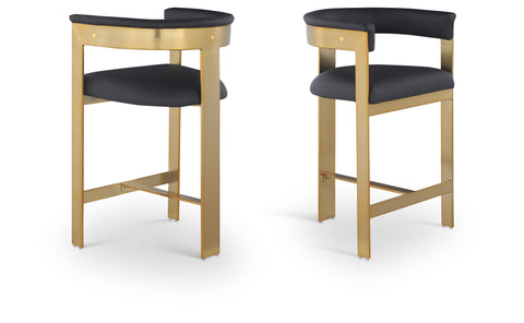 Nova Black Vegan Leather Upholstered Counter Stool, 2-Piece (Style 4)