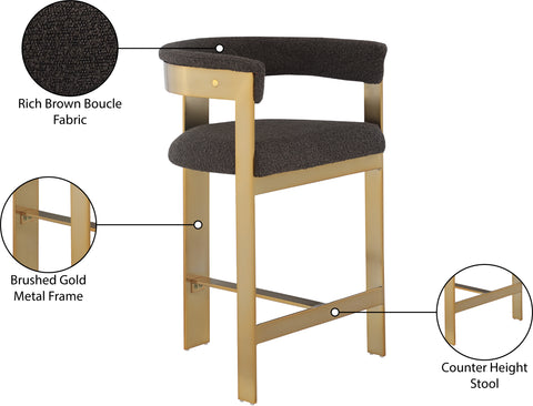 Nova Brown Vegan Leather Upholstered Counter Stool, 2-Piece