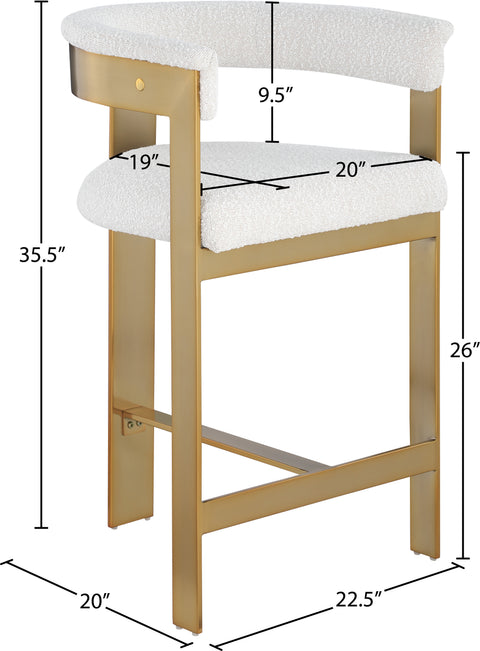 Nova Cream Vegan Leather Upholstered Counter Stool, 2-Piece (Style 2) (Style 3)