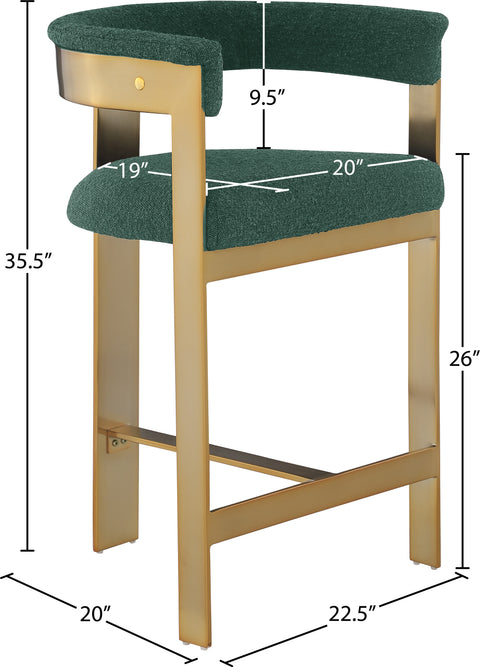 Nova Green Vegan Leather Upholstered Counter Stool, 2-Piece (Style 2)