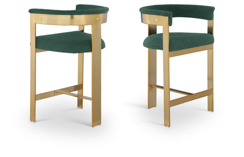 Nova Green Vegan Leather Upholstered Counter Stool, 2-Piece (Style 2)