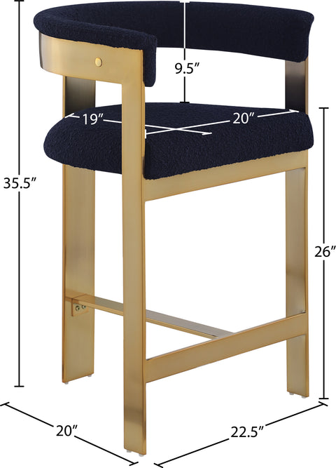 Nova Navy Vegan Leather Upholstered Counter Stool, 2-Piece
