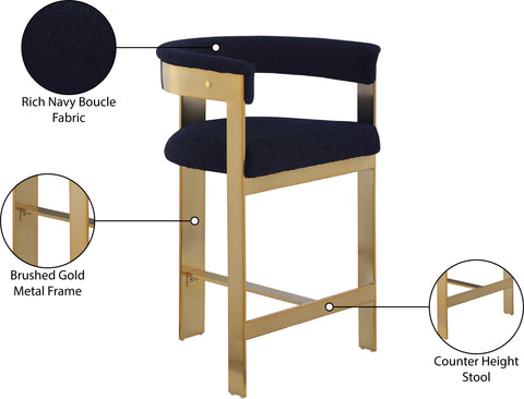 Nova Navy Vegan Leather Upholstered Counter Stool, 2-Piece