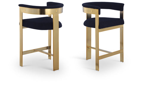 Nova Navy Vegan Leather Upholstered Counter Stool, 2-Piece