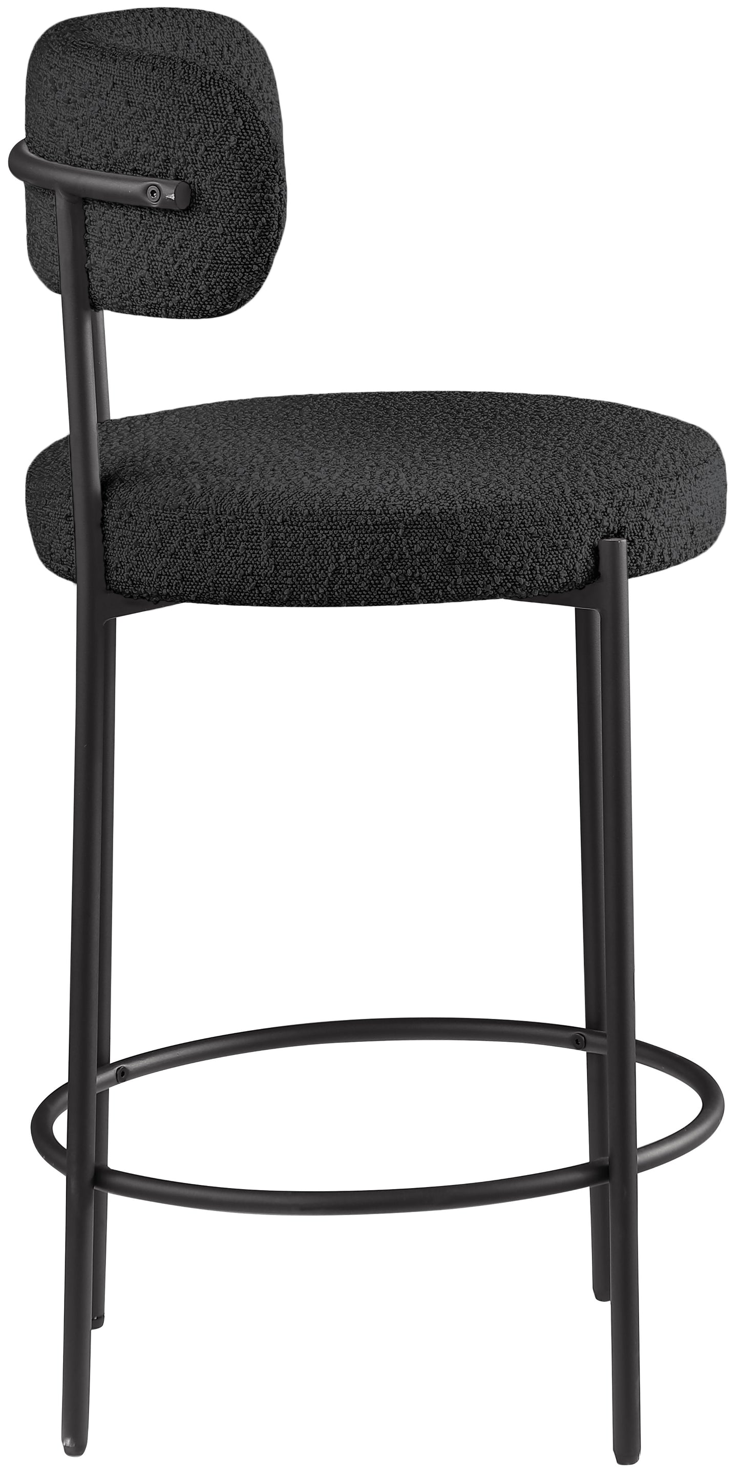 cylinder black boucle fabric stool c