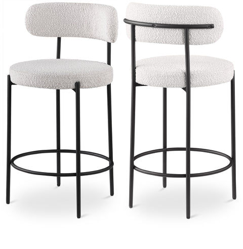 Nola Cream Boucle Fabric Upholstered Counter Stool, 2-Piece