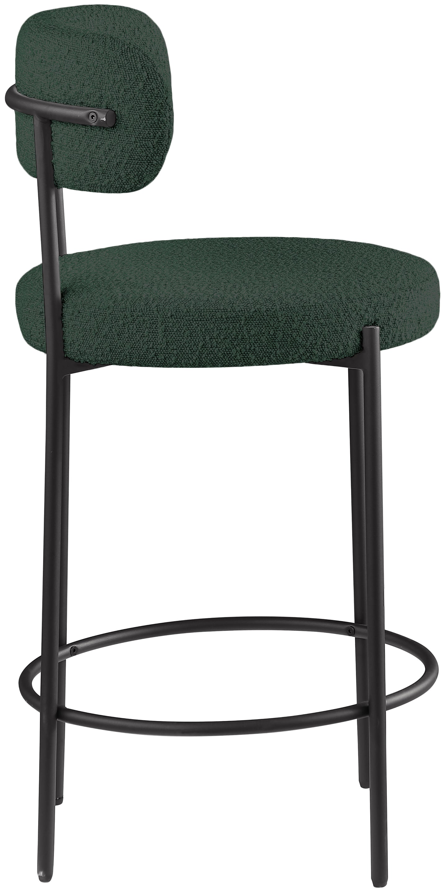 cylinder green boucle fabric stool c