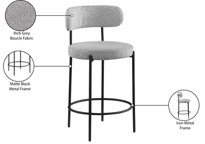 Cylinder Grey Boucle Fabric Stool C