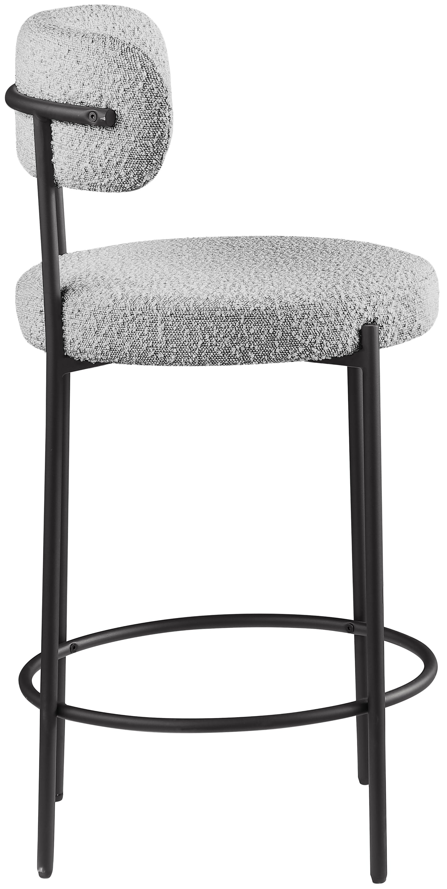 cylinder grey boucle fabric stool c