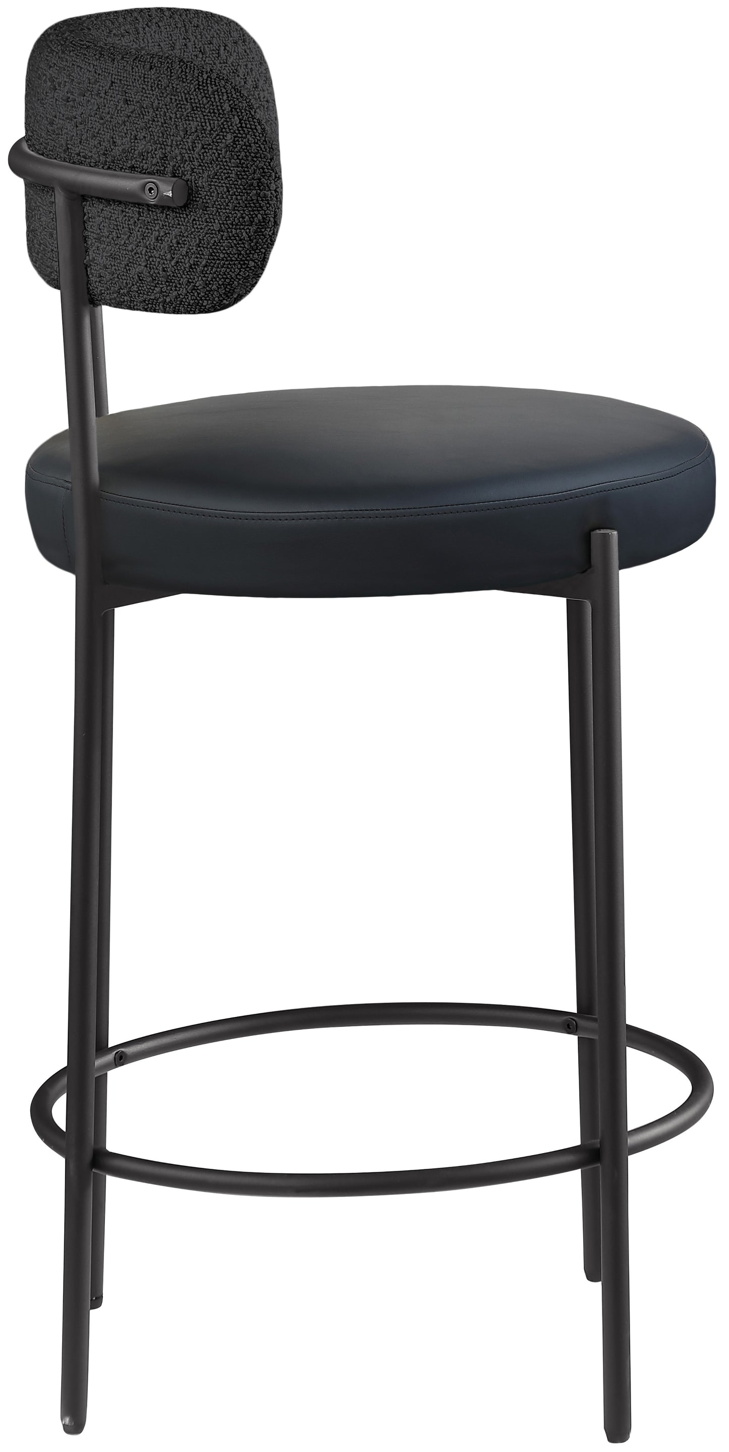 cylinder black faux leather seat stool c