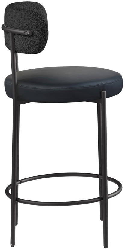 Cylinder Black Faux Leather Seat Stool C