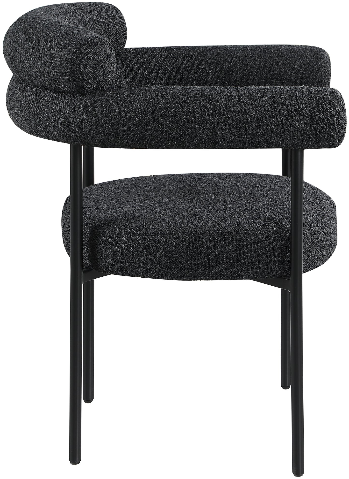 chesterfield black boucle fabric dining chair c