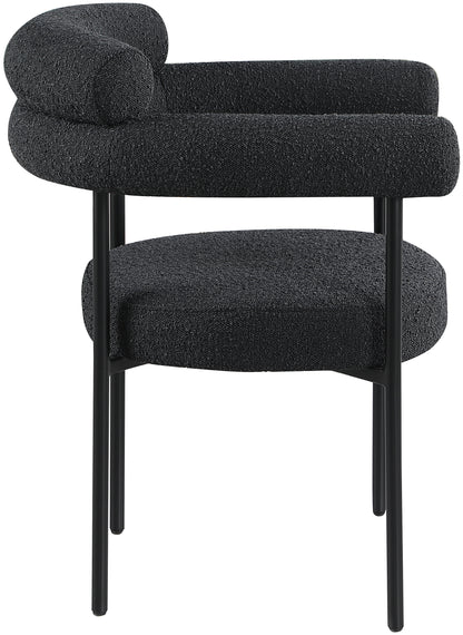 Chesterfield Black Boucle Fabric Dining Chair C