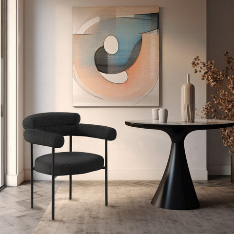 Chesterfield Black Boucle Fabric Dining Chair C