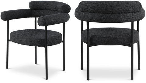 Zadie Black Boucle Fabric Upholstered Dining Chair, 2-Piece (Style 2)