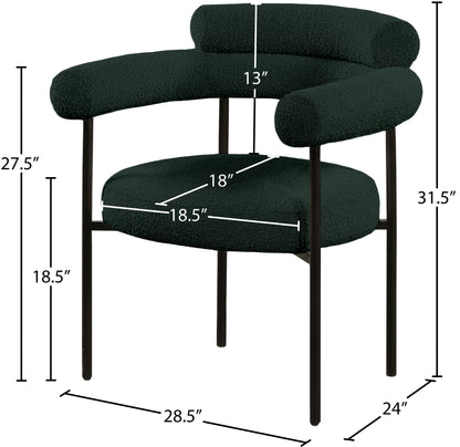 Chesterfield Green Boucle Fabric Dining Chair C