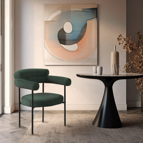 Chesterfield Green Boucle Fabric Dining Chair C