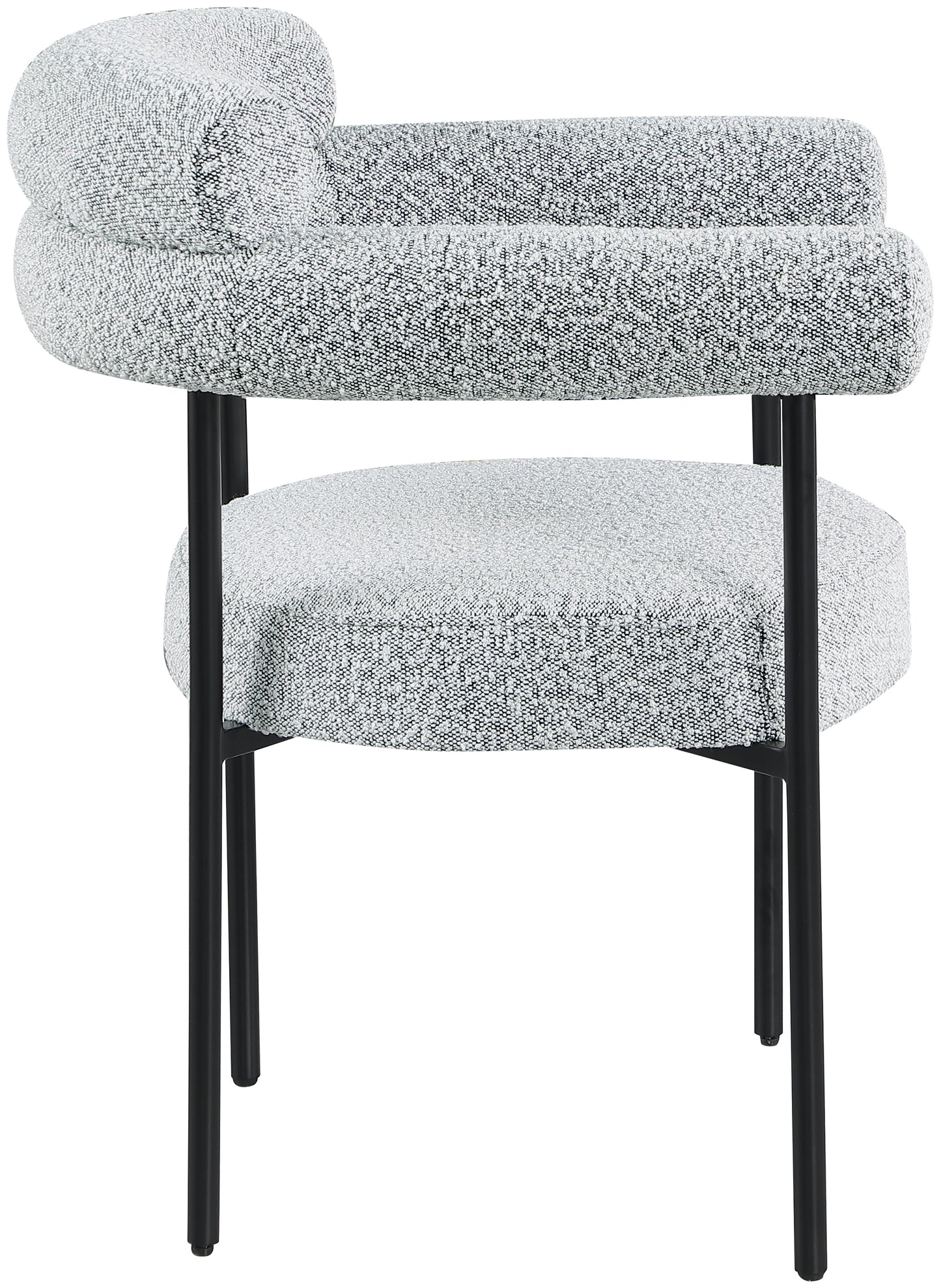 chesterfield grey boucle fabric dining chair c