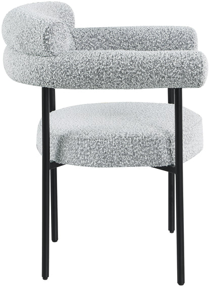 Chesterfield Grey Boucle Fabric Dining Chair C