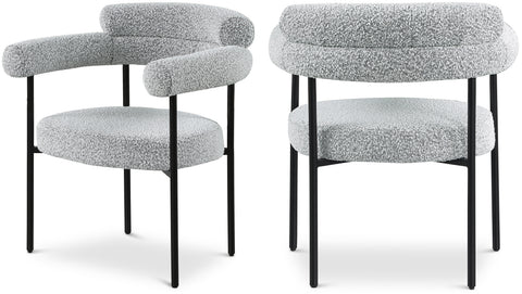 Zadie Grey Boucle Fabric Upholstered Dining Chair, 2-Piece