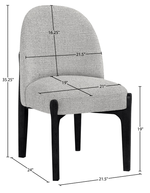 Hadley Grey Fabric Upholstered Dining Chair, 2-Piece