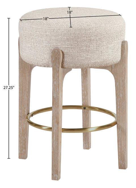 Hadley Beige Fabric Upholstered Counter Stool, 2-Piece