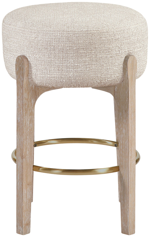 Hadley Beige Fabric Upholstered Counter Stool, 2-Piece