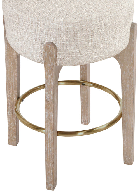 Hadley Beige Fabric Upholstered Counter Stool, 2-Piece