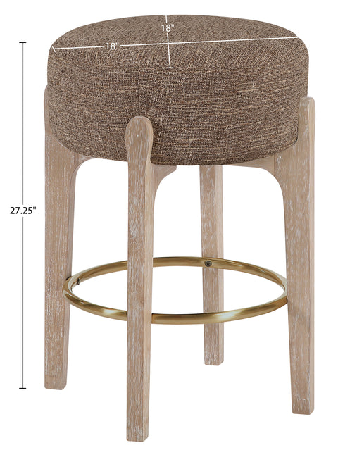 Hadley Brown Fabric Upholstered Counter Stool, 2-Piece