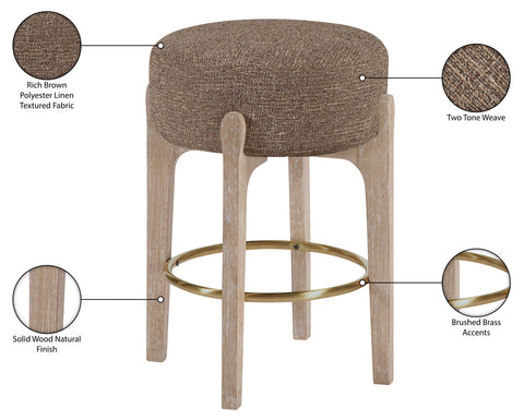 Hadley Brown Fabric Upholstered Counter Stool, 2-Piece