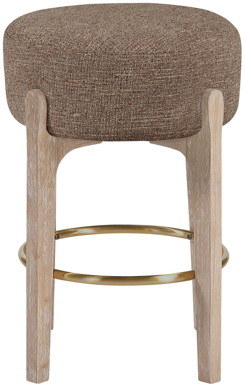 Hadley Brown Fabric Upholstered Counter Stool, 2-Piece