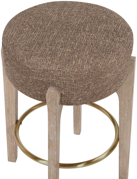 Hadley Brown Fabric Upholstered Counter Stool, 2-Piece