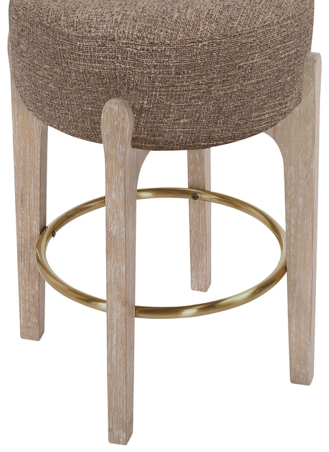 Hadley Brown Fabric Upholstered Counter Stool, 2-Piece