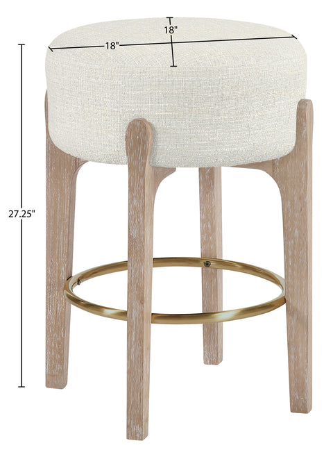 Hadley Cream Fabric Upholstered Counter Stool, 2-Piece