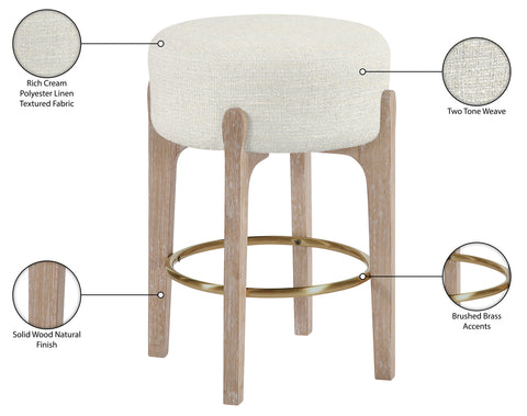 Hadley Cream Fabric Upholstered Counter Stool, 2-Piece