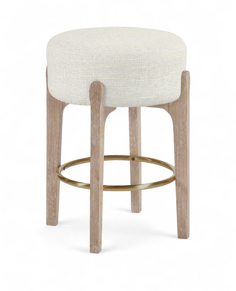 Hadley Cream Fabric Upholstered Counter Stool, 2-Piece