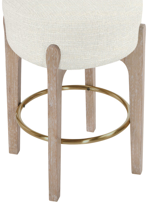 Hadley Cream Fabric Upholstered Counter Stool, 2-Piece
