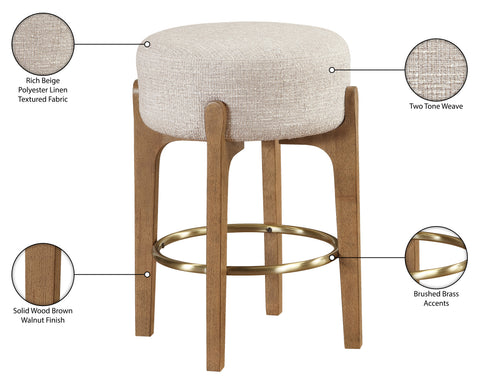 Hadley Beige Fabric Upholstered Counter Stool, 2-Piece (Style 2)