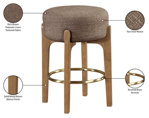 Hadley Brown Fabric Upholstered Counter Stool, 2-Piece (Style 2)