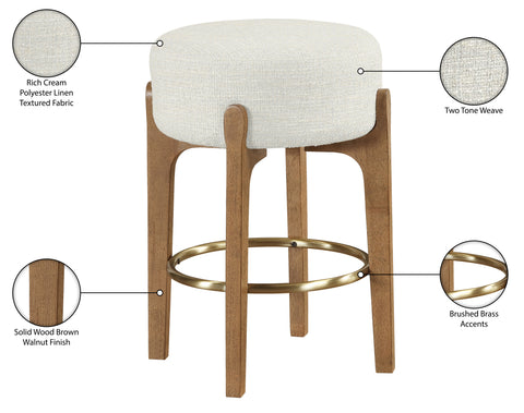 Hadley Cream Fabric Upholstered Counter Stool, 2-Piece (Style 2)