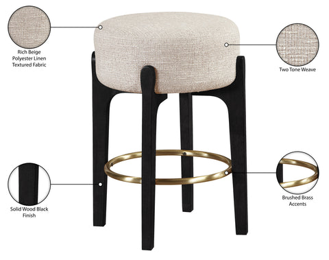 Hadley Beige Fabric Upholstered Counter Stool, 2-Piece (Style 3)