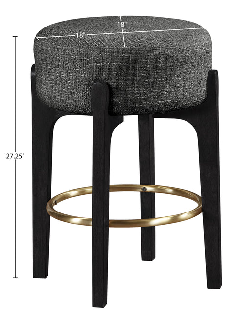 Hadley Black Fabric Upholstered Counter Stool, 2-Piece