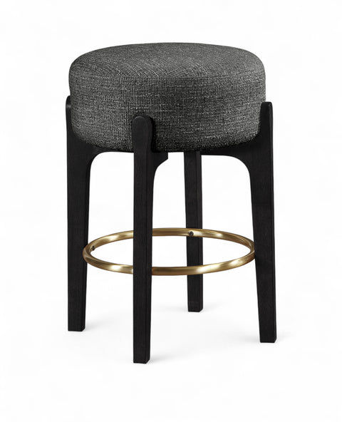 Hadley Black Fabric Upholstered Counter Stool, 2-Piece