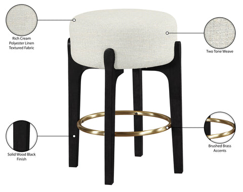 Hadley Cream Fabric Upholstered Counter Stool, 2-Piece (Style 3)