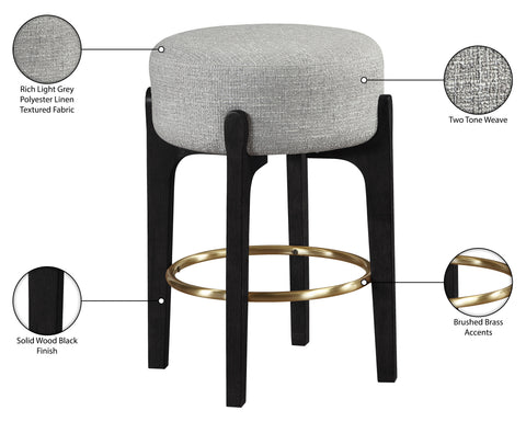 Hadley Grey Fabric Upholstered Counter Stool, 2-Piece