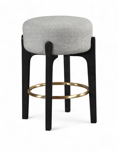 Hadley Grey Fabric Upholstered Counter Stool, 2-Piece
