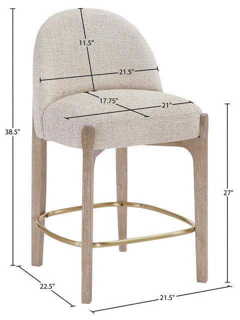 Hadley Beige Fabric Upholstered Counter Stool, 2-Piece (Style 4)