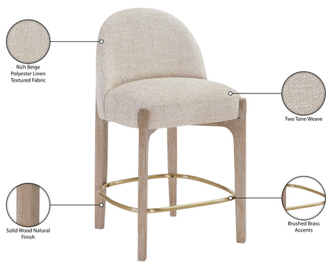 Hadley Beige Fabric Upholstered Counter Stool, 2-Piece (Style 4)