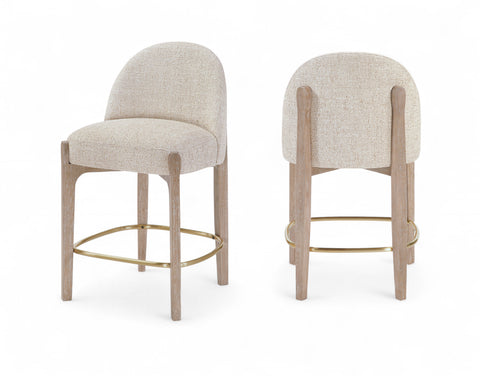 Hadley Beige Fabric Upholstered Counter Stool, 2-Piece (Style 4)